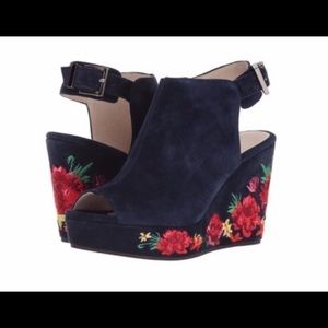 Kenneth Cole Orla Wedge Suede Embroidered Clog 8